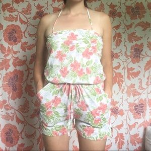 H&M Floral Cotton Halter Romper